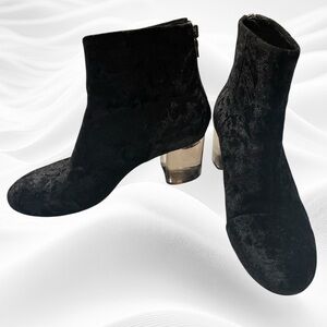 Rag & Bone Black Crushed‎ Velvet Drea Boot /Clear  block heel Size 39/9